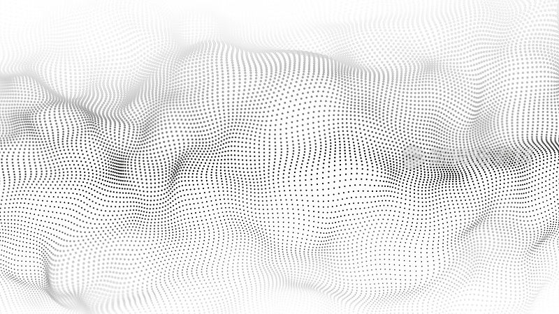 波3 d。白色背景上的抽象波点。大数据。技术背景。每股收益10。粒子的数字动态波。